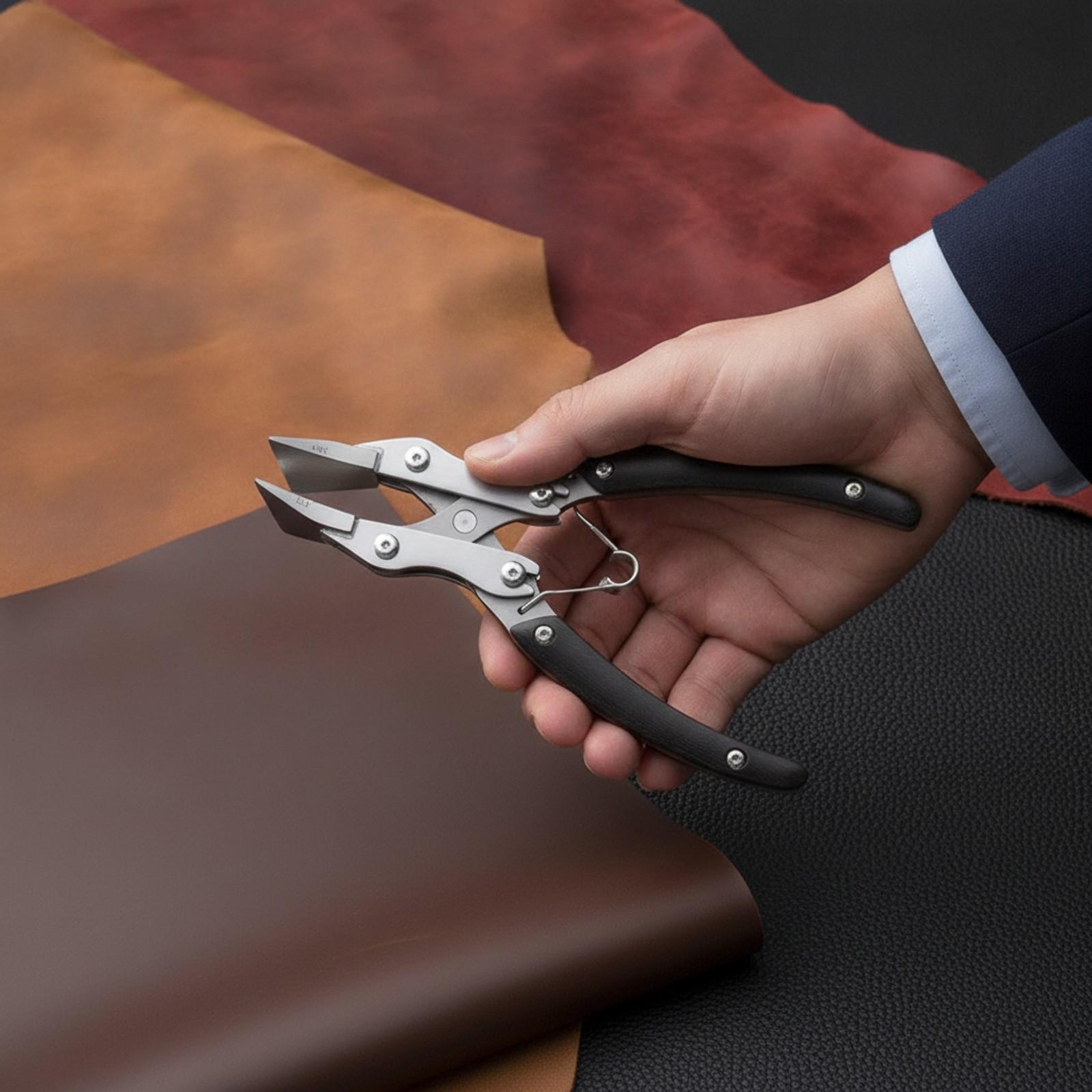 Leatherwork Hand Press - Flachzange, Lederhandwerk-Werkzeug mit Rückstellfeder für DIY-Lederarbeitsprojekte,